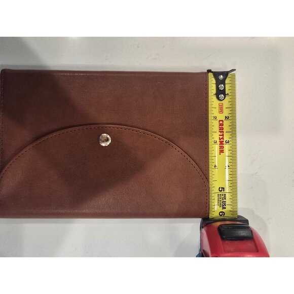 Brown Faux Leather Notebook With Snap Closure & Ribbon Bookmark 6x8 Inches - Picture 3 of 5